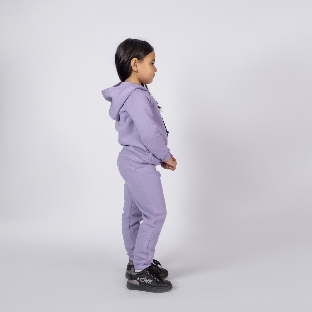 296-СР. Свитшот с капюшоном  + Штаны, хлопок 65%, 35% ПЭ, 3-х нитка (начес) сирень 98,104,110,116