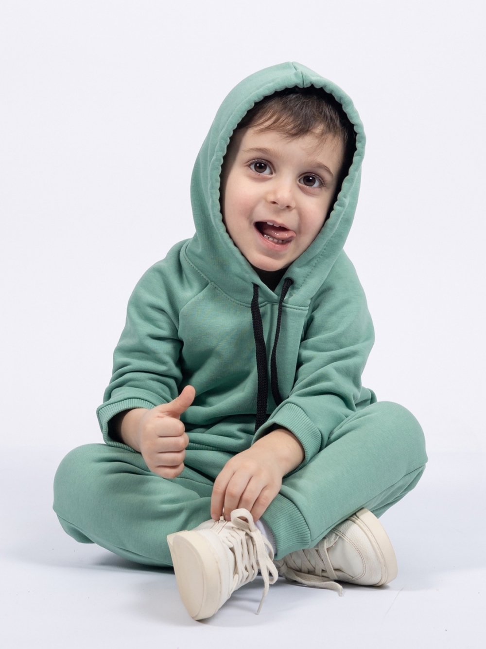 311-Х. Свитшот с капюшоном + Штаны, хлопок 65%, 35% ПЭ, 3-х нитка ( без начеса) хаки 122,128,134,140