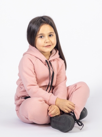 296-П. Свитшот с капюшоном  + Штаны, хлопок 65%, 35% ПЭ, 3-х нитка (начес) пудра 122,128,134,140