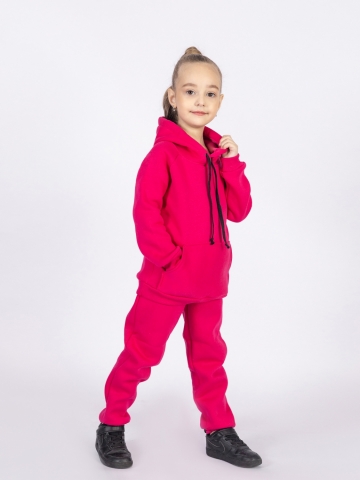 296-Ф. Свитшот с капюшоном + Штаны, хлопок 65%, 35% ПЭ, 3-х нитка (начес) фуксия 122,128,134,140