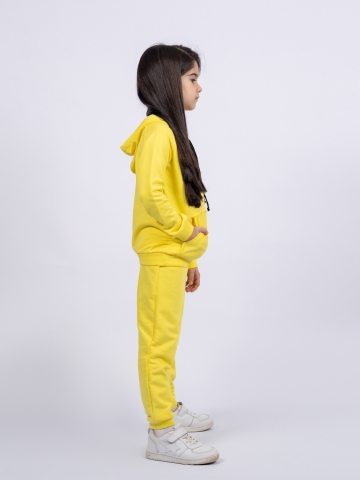 311-Ж. Свитшот с капюшоном + Штаны, хлопок 65%, 35% ПЭ, 3-х нитка ( без начеса) желтый 80,86,92
