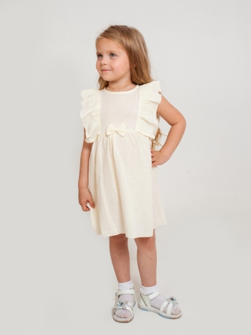 Купить 322-СЛ. Платье из муслина детское, хлопок 100% сливочный, р. 98,104,110,116 в Ульяновске