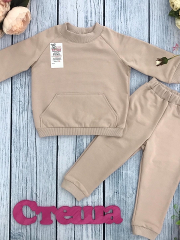 Купить оптом 312-СЛ. Свитшот+ Штаны , хлопок 70%, 25% ПЭ, 5% лайкра, 2 нитка петля без начеса, сливочный 98,104,110,116 в Ульяновске