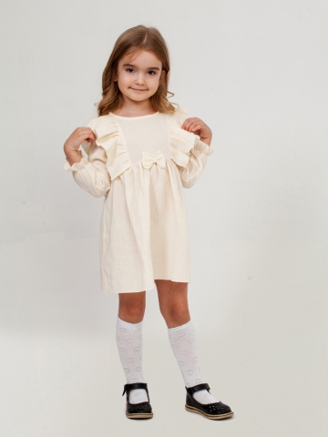 Купить 321-СЛ. Платье из муслина детское, хлопок 100% сливочный, р. 98,104,110,116 в Ульяновске