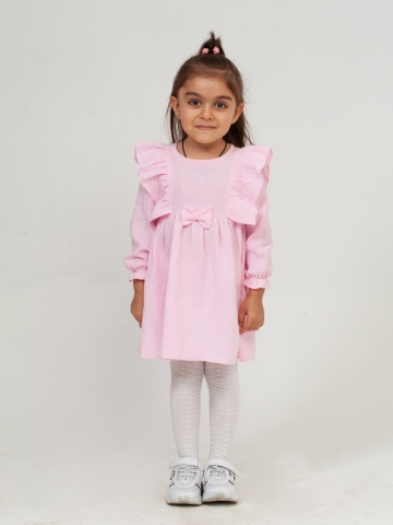 Купить 321-Р. Платье из муслина детское, хлопок 100% розовый, р. 98,104,110,116 в Ульяновске